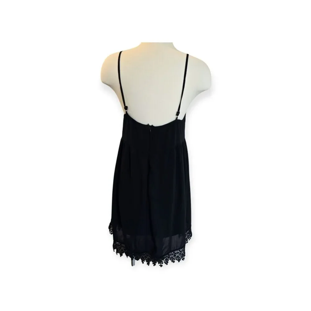 Avec Black Lace Sleeveless Mini Babydoll Dress Women Size L - Picture 2 of 7